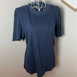 POMANDER PLACE Tuckernuck Flutter Sleeve Cotton T-Shirt Navy Blue S Prep Capsule